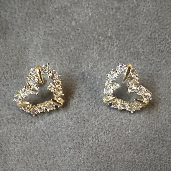 Elegant Plated Gold and Silver Heart Earrings - Picture 3 of 5